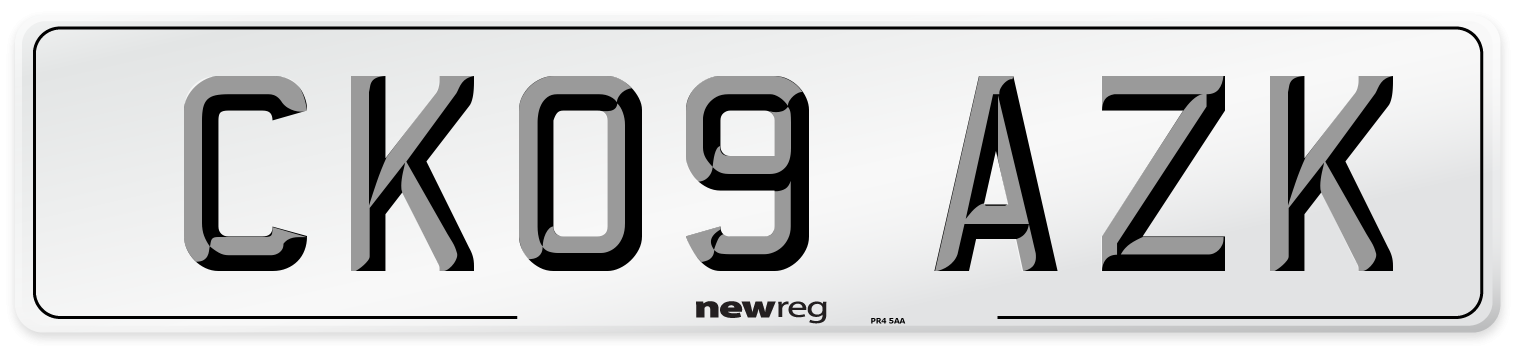 CK09 AZK Number Plate from New Reg